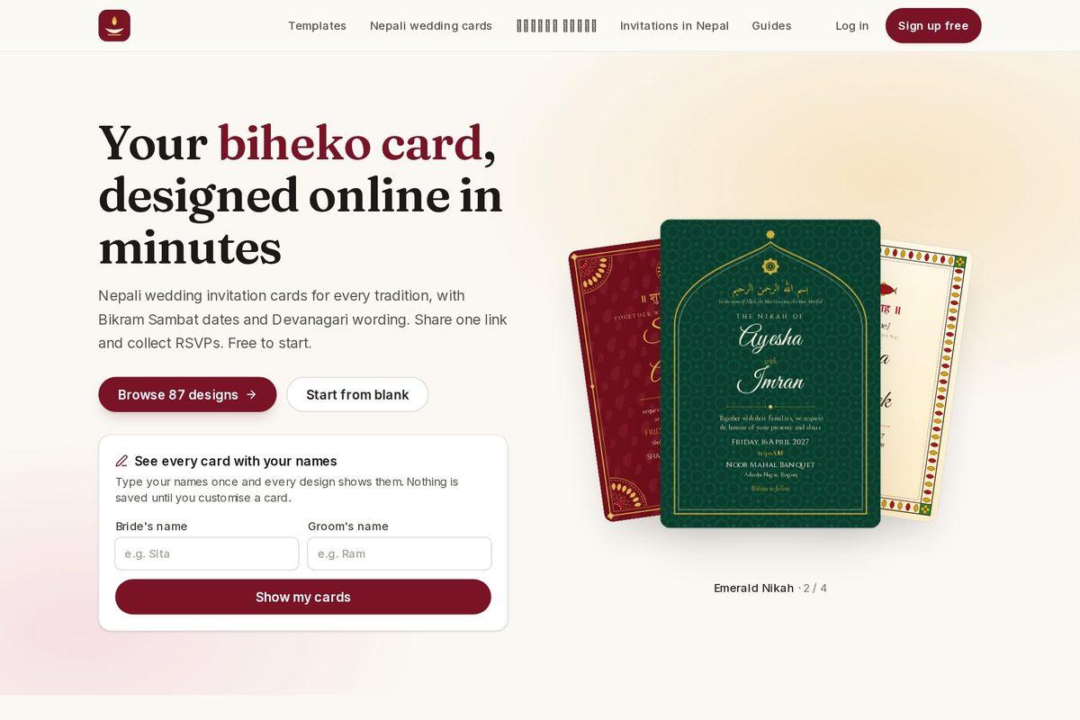 Building Bihekocard: An Online Biheko Card Maker for Nepali Weddings