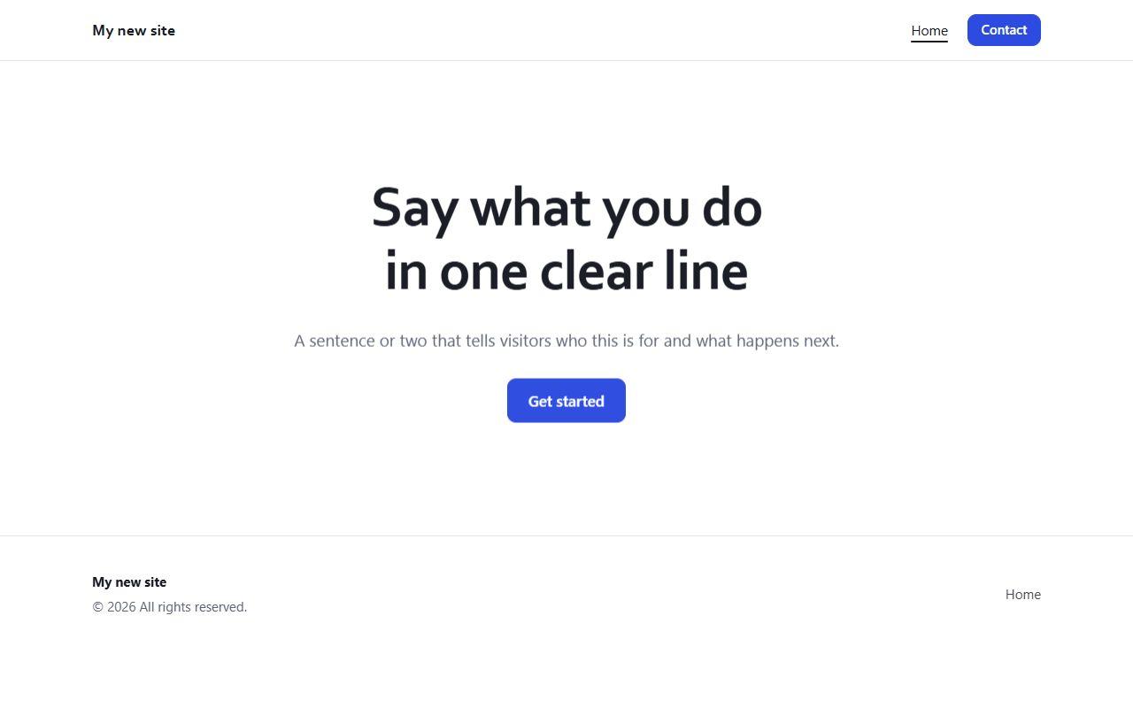 Blank website template home page
