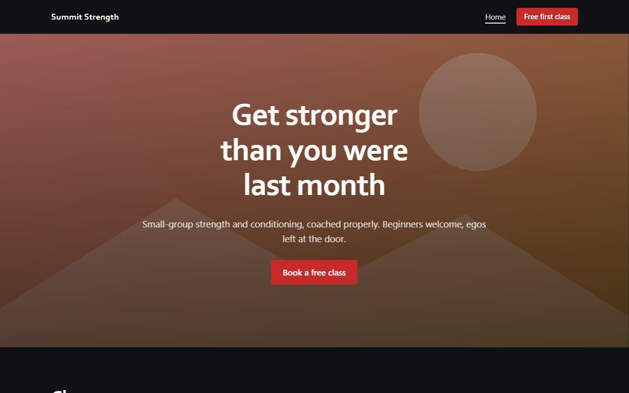 Gym & fitness website template home page