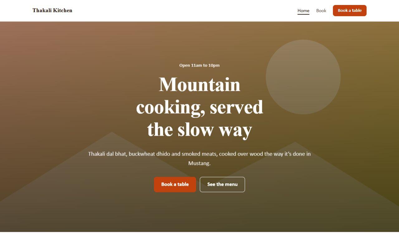 Restaurant website template home page